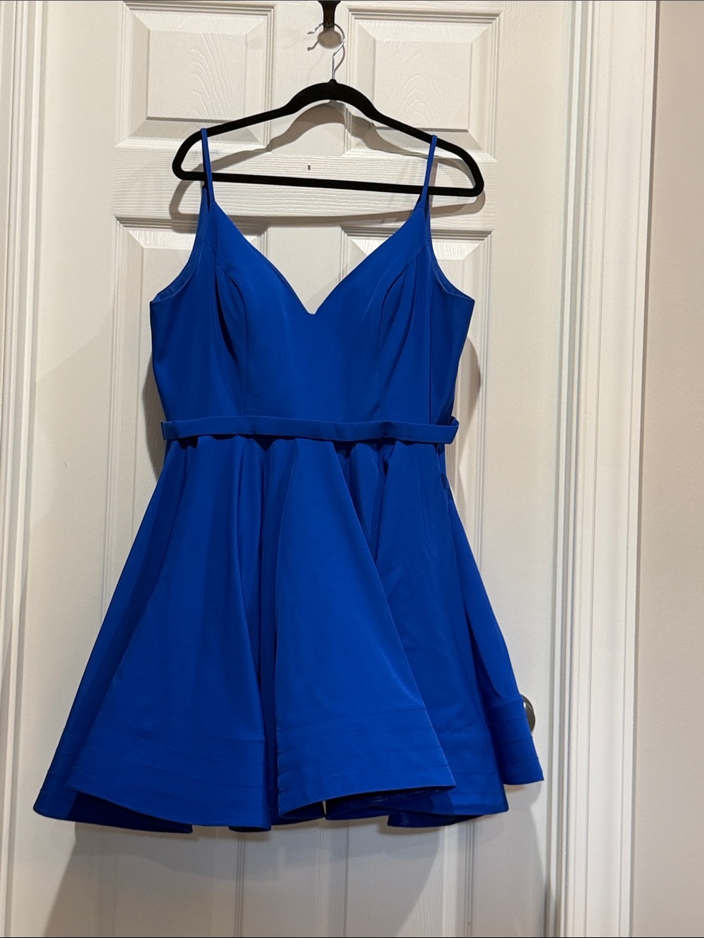 Mac Duggal Cobalt Blue Spaghetti Strap Party Dress